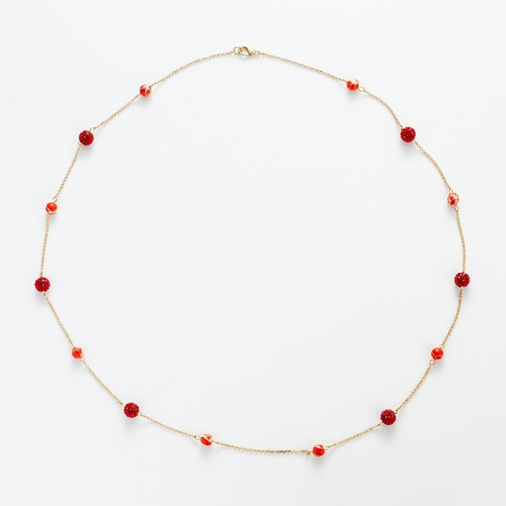 Retro Gold Plated Necklace-Shades of Red